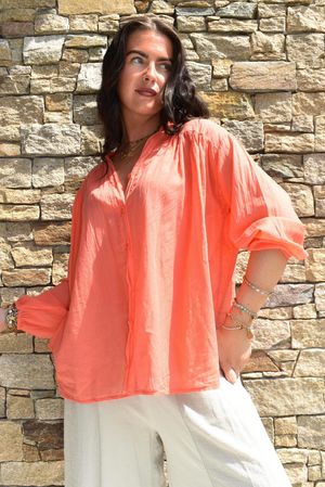 Shayle Indian Cotton Smock Shirt Watermelon